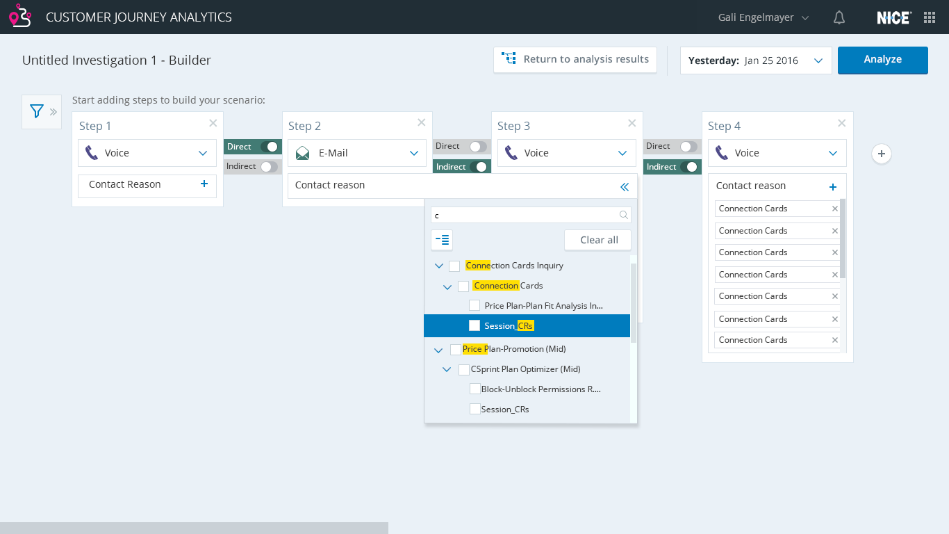 The journey builder: defining the first interaction point of a scenario.