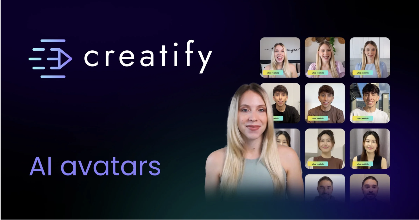 Competitor avatar platform: stock avatar library and scene composition.