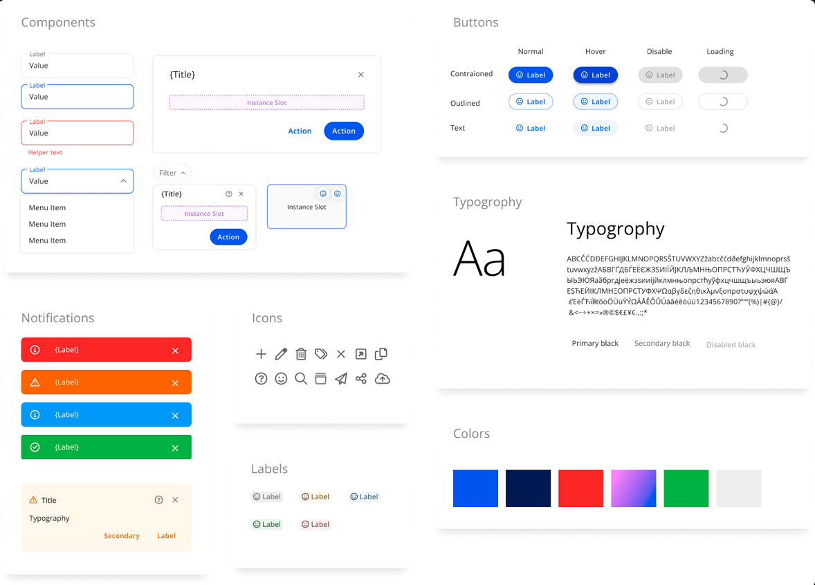 Design system components used for the generator panel.